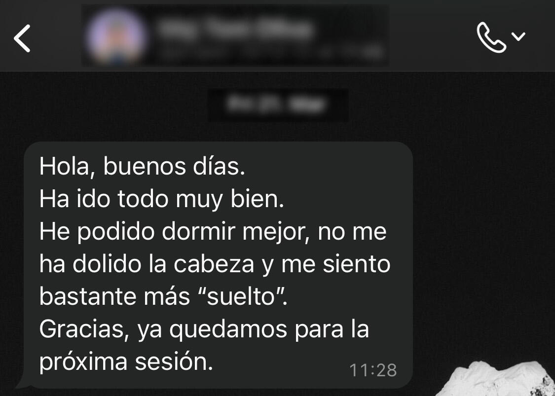 From Spanish: &quot;I&#39;ve been able to sleep better, I haven&#39;t had any headaches and I feel -looser-.&quot; -
