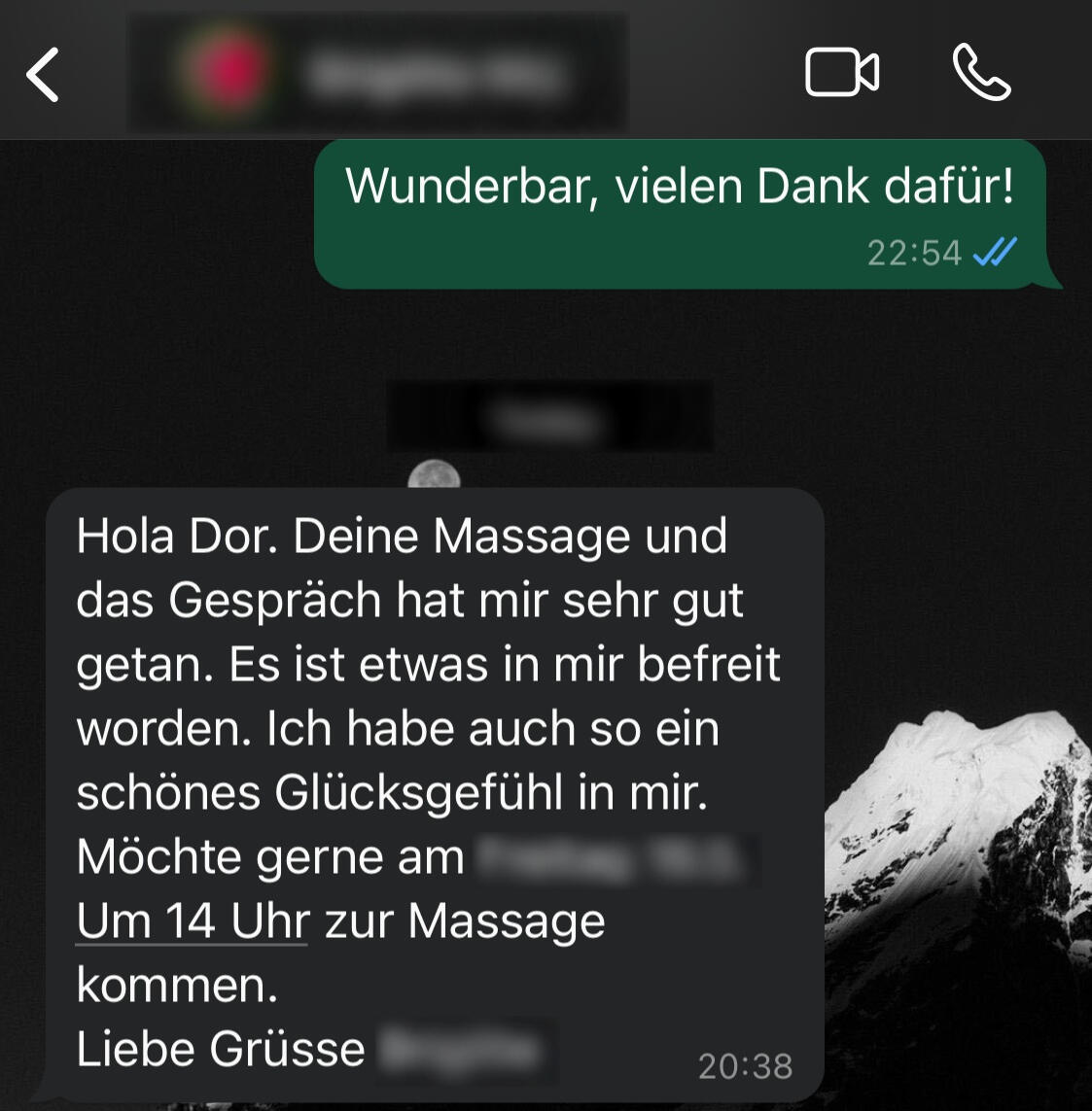 From German: "Something inside me has been freed. I have like a beautiful feeling of happiness" -