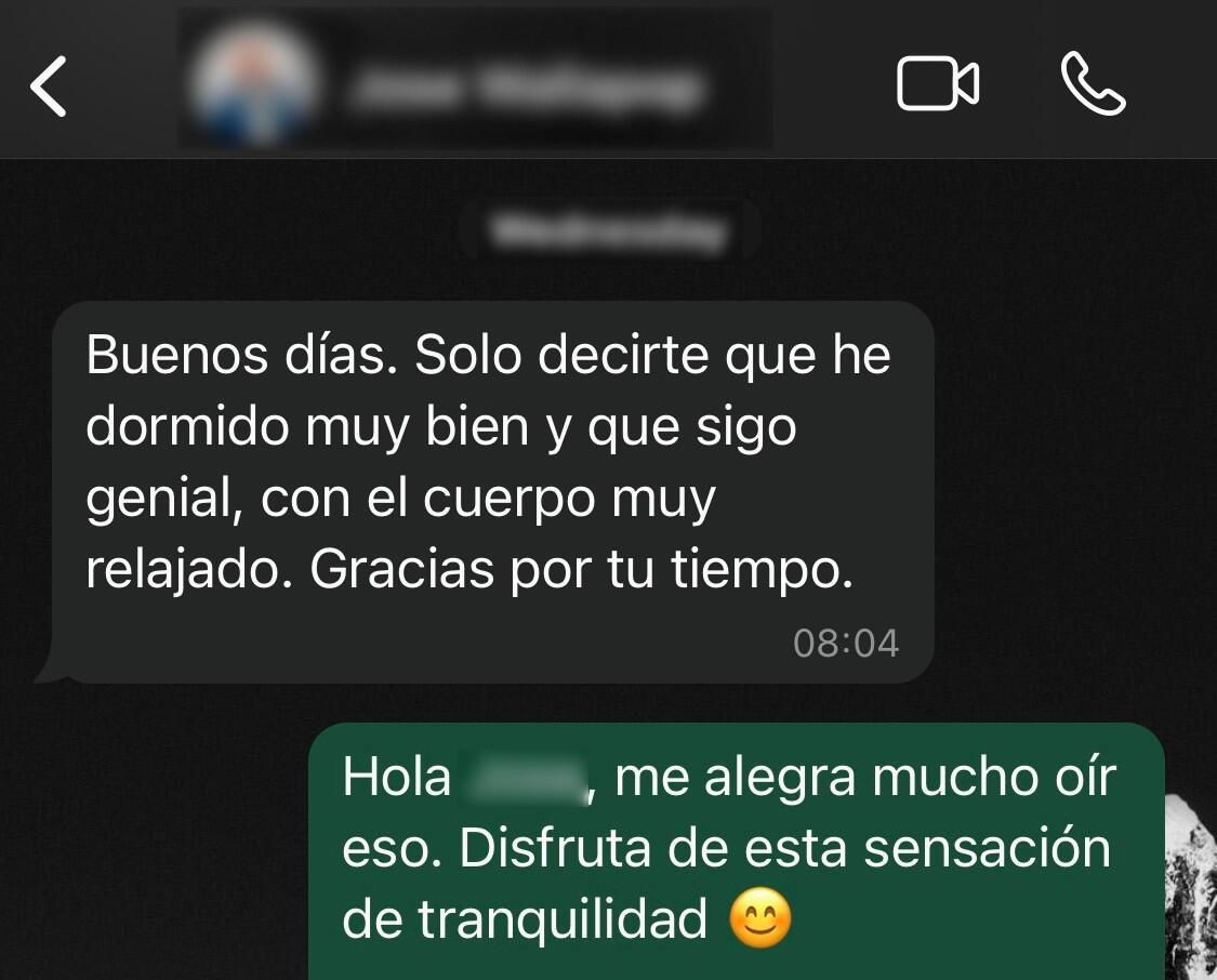 From Spanish: "I slept very well, and I feel great, with a very relaxed body" -