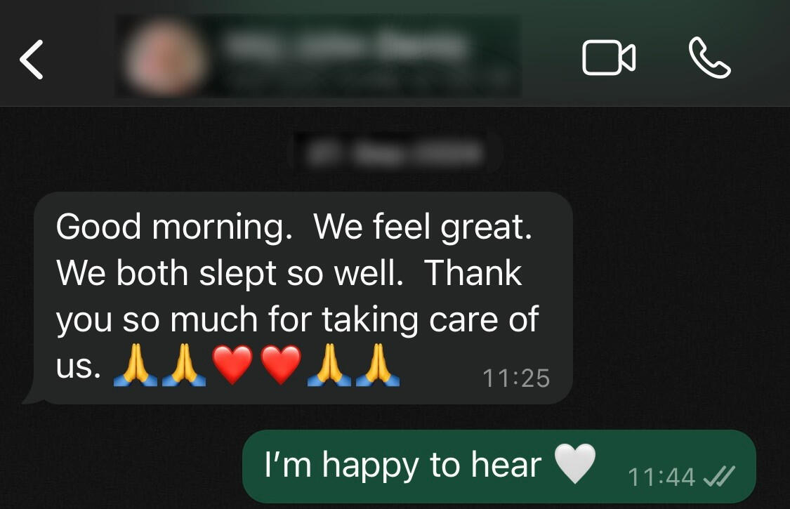 A couple, both doctors. &quot;we both slept so well&quot;. -